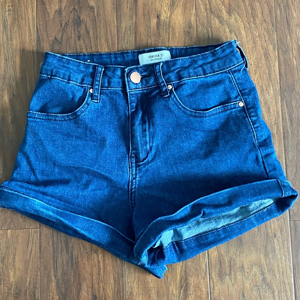 Forever 21 Dark Wash High Waisted Denim Shorts